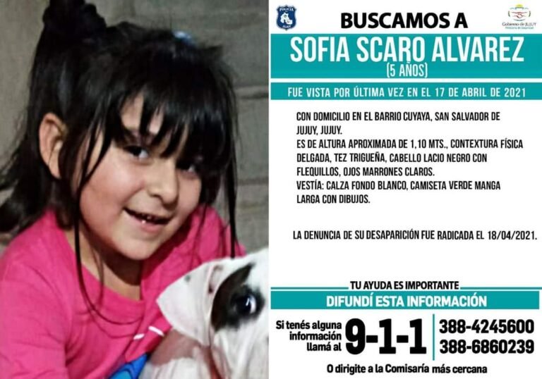 Se busca a Sofía Scaro Álvarez, una nena de 5 años