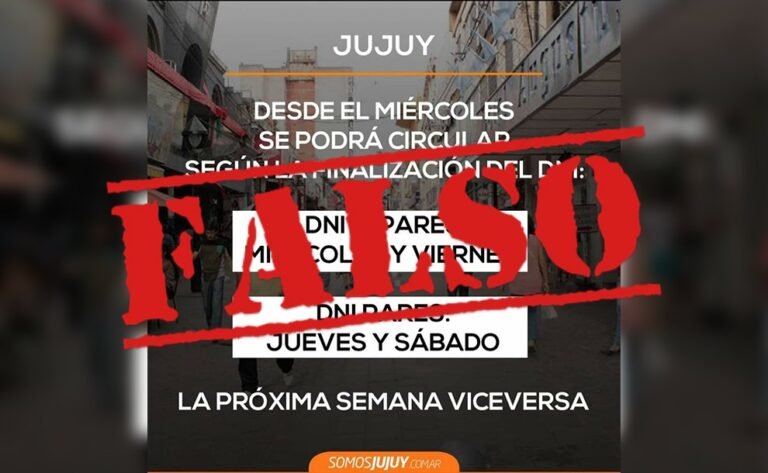 Fake news: es falso que regirá desde el miércoles la circulación por DNI en Jujuy