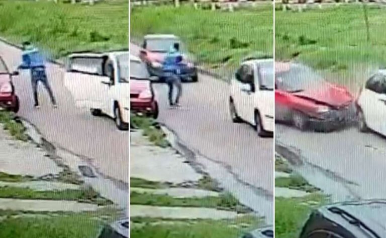 Vio cómo le robaban a un vecino, embistió el auto de los ladrones y los enfrentó a trompadas [video]