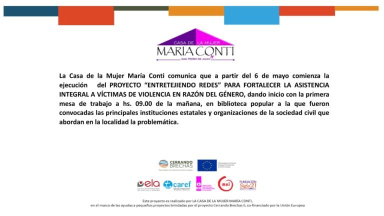 La Casa de la Mujer «María Conti» de San Pedro de Jujuy lanza el proyecto «Entretejiendo Redes»