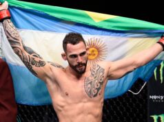El argentino Santiago Ponzinibbio tuvo una batalla electrizante y ganó en UFC tras dos años: el golpe con que le voló el bucal a su rival