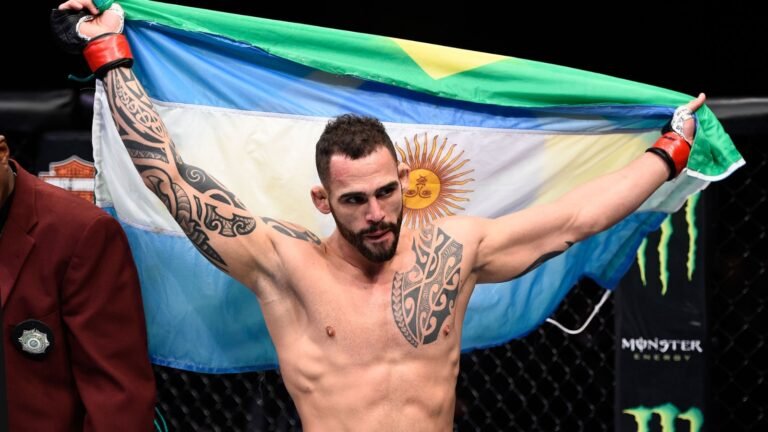 El argentino Santiago Ponzinibbio tuvo una batalla electrizante y ganó en UFC tras dos años: el golpe con que le voló el bucal a su rival