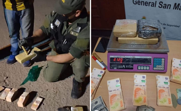 Policía salteño fue detenido en Jujuy con más de 2 kilos de cocaína y dinero en efectivo