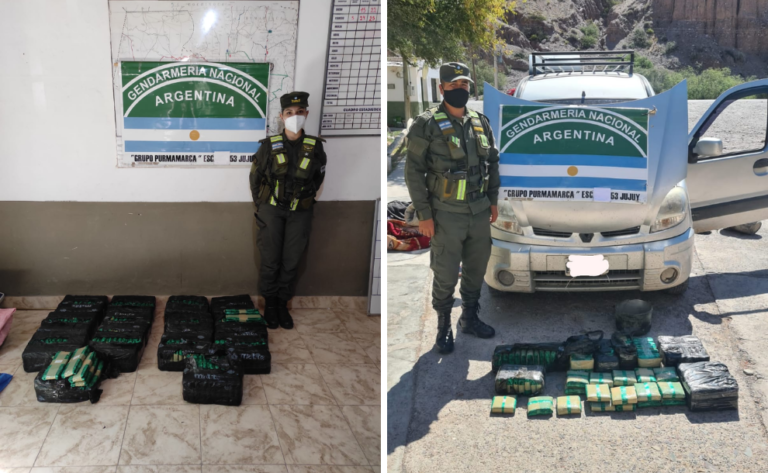 Gendarmería lleva incautados más de 30 kilos de cocaína y 4 mil kilos de hojas de coca en lo que va del año en Jujuy