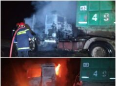 Se incendió un camión en el cruce de Lobatón y Santa Rita