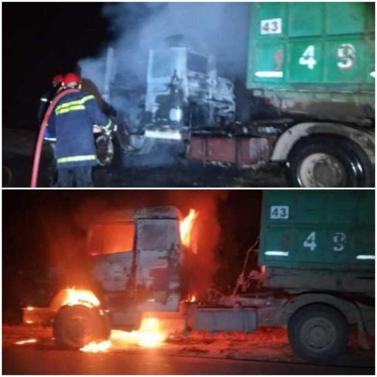 Se incendió un camión en el cruce de Lobatón y Santa Rita